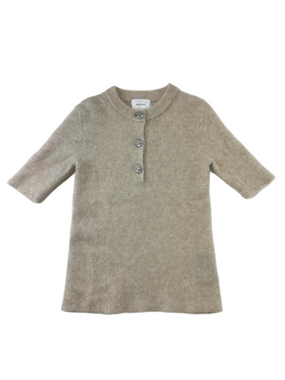H&M Edition beige mohair blend short sleeve jewel button sweater Medium womens